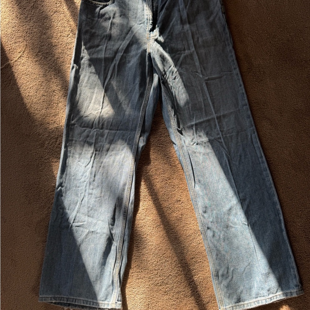 Y2K Wide Leg Blue Men's Jeans 11” Leg Opening Size 34